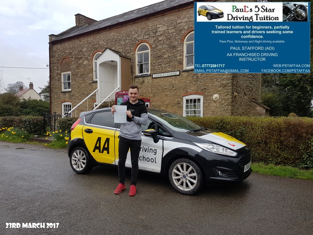 First Time Test Pass Lewis Williams with Paul's 5 Star Driving Tuition 2017